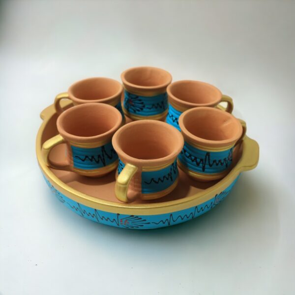 Terrapura Hand Painted Cup Tray Set of 6 Pieces