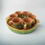 Terrapura Hand Painted Cup Tray Set of 6 Pieces